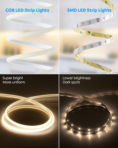 Aclorol 100FT Outdoor COB LED Strip Lights Waterproof Warm White 1 Roll AC 110V-120V Flexible Dimmable LED Lights Strip with Remote High Density COB LED Rope Light for Garden Commercial Building 3000K