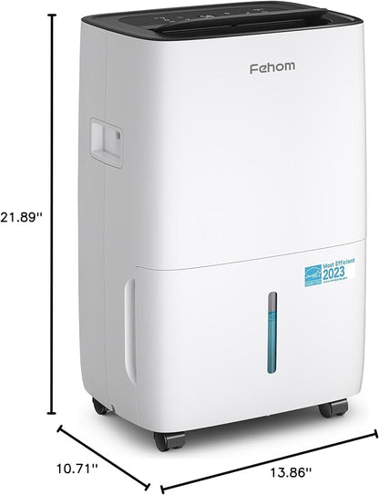 Fehom 80 Pints Dehumidifier Most Efficient Energy Star - 5,000 Sq. Ft. Dehumidifier for Basement with Drain Hose and 1.06 Gal Water Tank, Smart Dehumidifiers for Home, Large Rooms(JD025L-80)