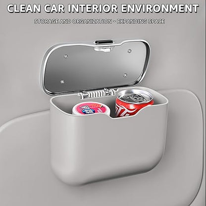HOLDCY Car Trash Can, Waterproof Multi‑Functional Auto Trash Bin for Door/Console/Seat Back, Universal Vehicle Garbage Can for Car/Truck/SUV Drivers (Gray)