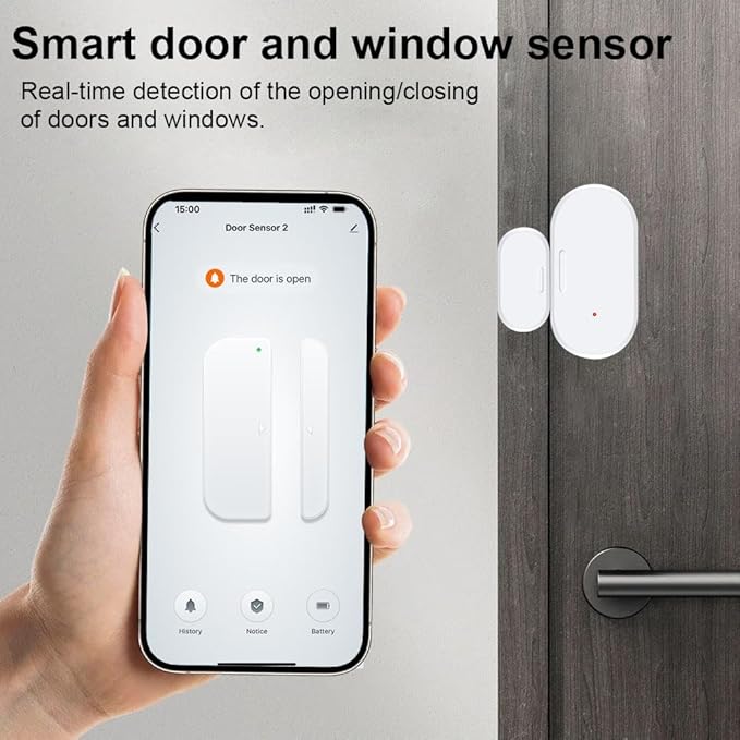 Haozee Door and Window Sensor, Requires Zigbee Hub, Zigbee Connection, Wireless Detector for Alarm Systems and Smart Homes, Compatible with Home Assistant Zigbee2mqtt
