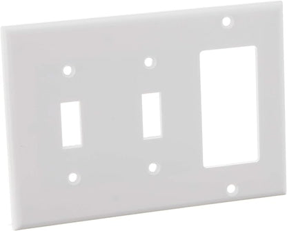 Leviton 2-Toggle 1-Decora/GFCI Device Combination Wallplate, 80421-W, White