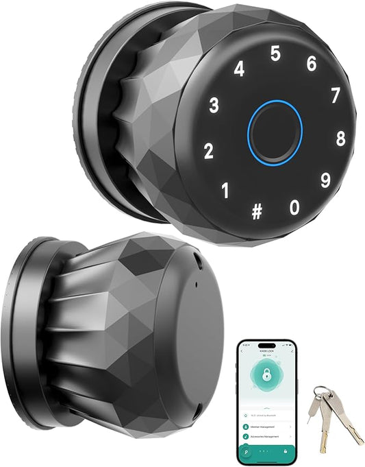 Smart Door Knob with Keyless Entry, Fingerprint Door Lock with Keypad & App Control, Auto Lock, Easy Install, Electronic Door Lock for Bedroom, Apartment, Office