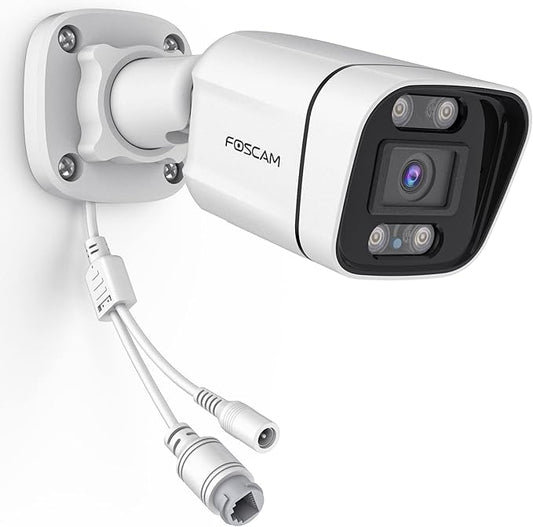 FOSCAM 3K 5MP Outdoor Security IP POE Camera, V5EP Home Security Surveillance Camera with AI Detect Human/Vehicle,66ft Color Night Vision,2-Way Audio,Motion Alert,Spotlight & Siren Alarm,120° FoV,IP66