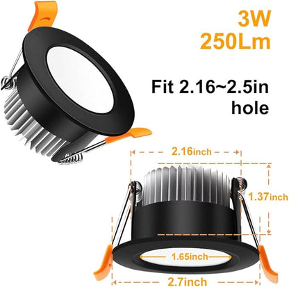LEDLightsWorld 2 inch LED Recessed Lighting Dimmable Downlight, 3W(35W Equivalent), 3000K Warm White, Black LED Recessed Light with LED Driver (8 Pack)