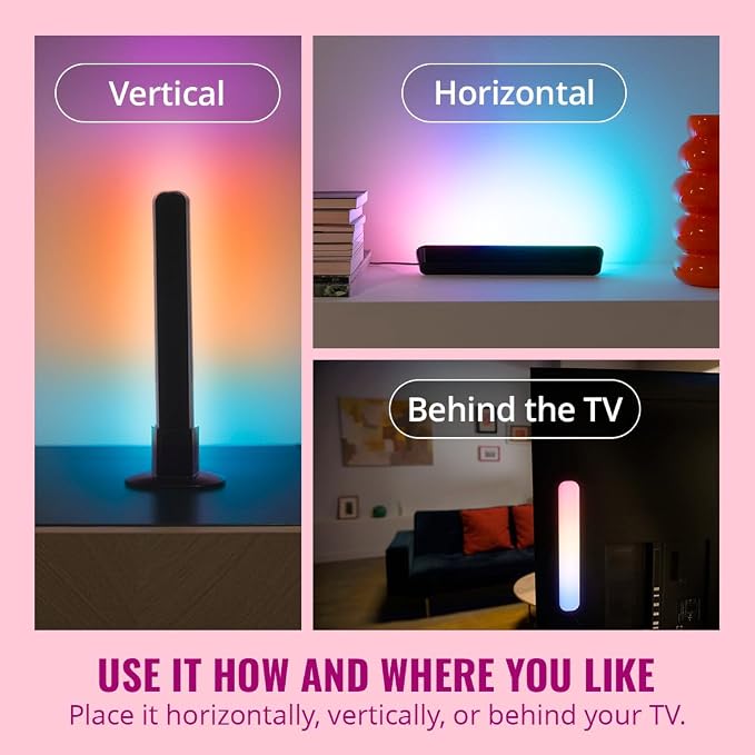 WiZ Connected Gradient Light Bars, RGBIC, Display Multiple Colors, 150 Lumens, Versatile Placement, Easy Setup, LED, Connect to Wi-Fi, Control with App/Voice