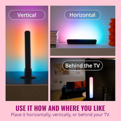 WiZ Connected Gradient Light Bars, RGBIC, Display Multiple Colors, 150 Lumens, Versatile Placement, Easy Setup, LED, Connect to Wi-Fi, Control with App/Voice