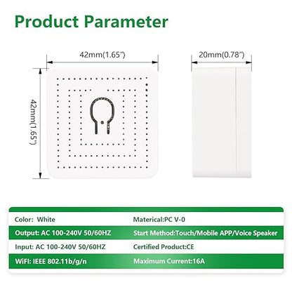 Wengart Matter Smart Relay WiFi Switch,16A Mini Universal Module for Smart Home, Works with Apple Home,Alexa & Google Home via Matter,eWelink App 2.4GHz,Retrofit in-Wall Switch,No Hub Required