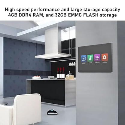 Smart Home 10 inch Multifunctional Intelligent Control Touch Screen, 4GB 32GB Background Music Central Control Panel, with Voice Control, Home Audiovisual Control System (US Plug