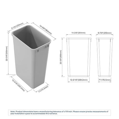 Dowell 50Qt Wastebasket Trash Can Garbage Container, for Home/Kitchen/Office, Grey - (Can Only) 1PC
