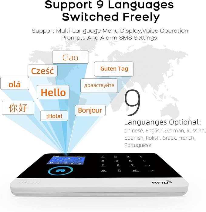 PGST Home Security Systems with LCD Touch Screen,Wireless Burglar Alarm System,Loud Siren,Door and Motion Sensors,4G/Tuya App Remote Control,Compatible with Alexa/Google (8 PCS)