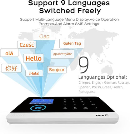 PGST Home Security Systems with LCD Touch Screen,Wireless Burglar Alarm System,Loud Siren,Door and Motion Sensors,4G/Tuya App Remote Control,Compatible with Alexa/Google (8 PCS)