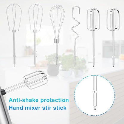 6pcs Hand Mixer Beaters Attachment for MX600B MX3200B MX600R MX1500W MX610B | Stainless Steel Hand Mixer Beaters Attachments Whisk Replacement for MX Series Electric Hand Mixers for Cooking and Baking