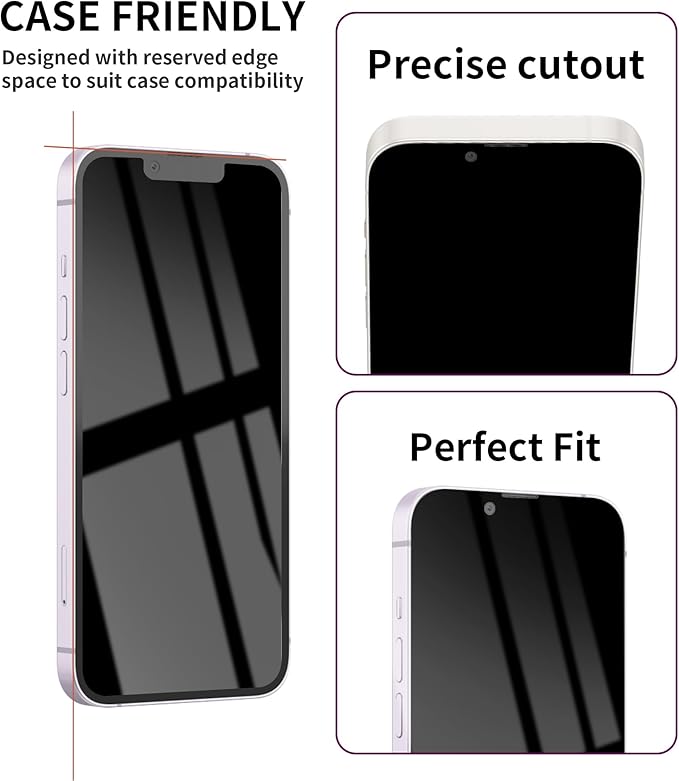 3 Pack Privacy Screen Protector for iPhone 15 Pro Max Tempered Glass 6.7inch Private Saver Anti-Spy Eye Protection Anti-Scratch Full Coverage