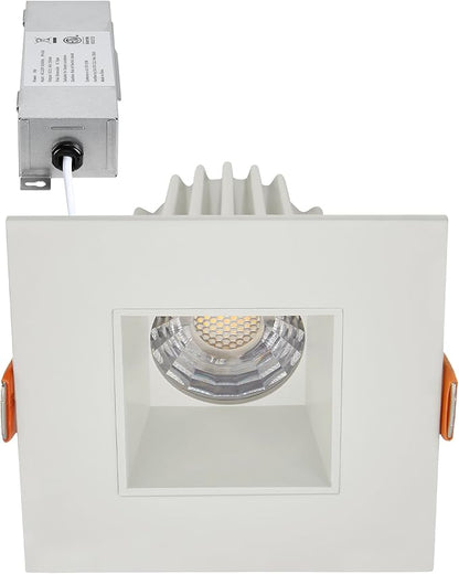 Maxxima 2 in. Ultra-Thin Recessed Anti-Glare LED Downlight - Canless IC Rated, 500 Lumens, 5 Color Temperature Selectable 2700K/3000K/3500K/4000K/5000K, Dimmable Square Stone Gray Trim, 90 CRI