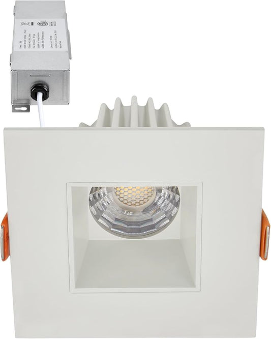 Maxxima 2 in. Ultra-Thin Recessed Anti-Glare LED Downlight - Canless IC Rated, 500 Lumens, 5 Color Temperature Selectable 2700K/3000K/3500K/4000K/5000K, Dimmable Square Stone Gray Trim, 90 CRI