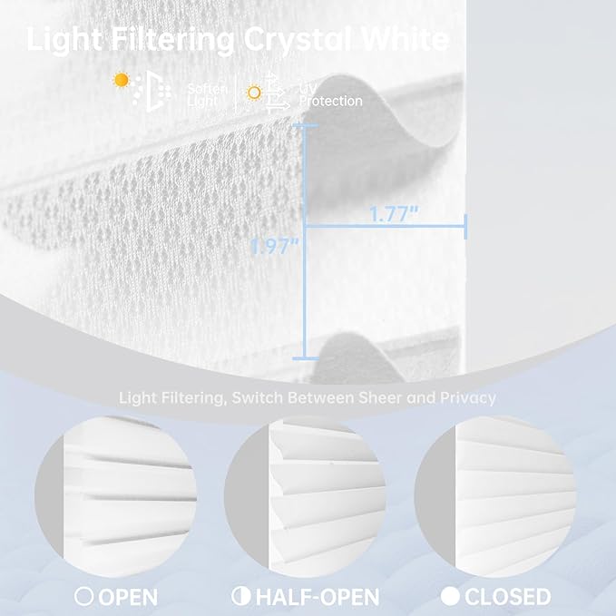 Motorized Sheer Shades with Remote, Automatic Dual-Layered Shades for Windows, Smart Light Filtering Blinds Compatible with Alexa, Custom Size (Light Filtering Crystal White)