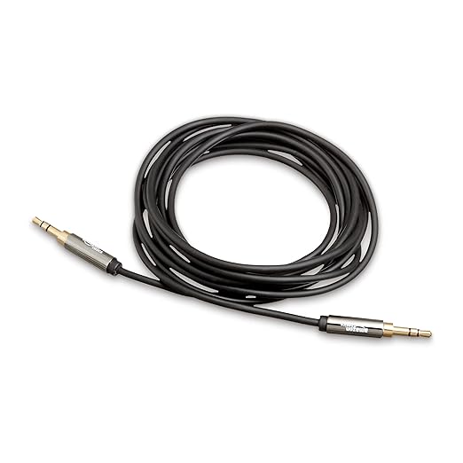 Amazon Basics 3.5mm Stereo Audio Auxiliary Cable for Speakers, Car Stereo, Tablets and Smartphones with Gold-Plated Plugs, 8 Foot, Black