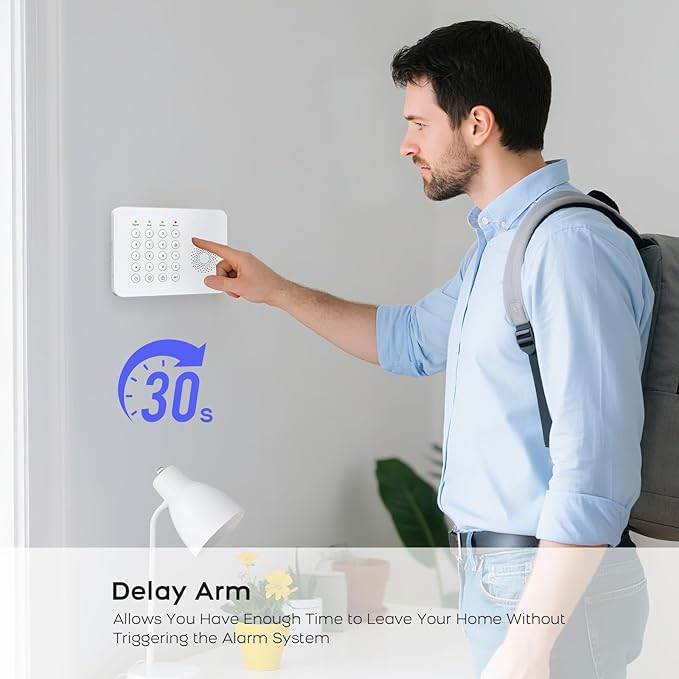 YBJ Alarm System for Home Security,DIY Wireless Home Alarm System with Door and Motion Sensors,Smart Keypad,No Subscription Fee (20-Piece-Kit)
