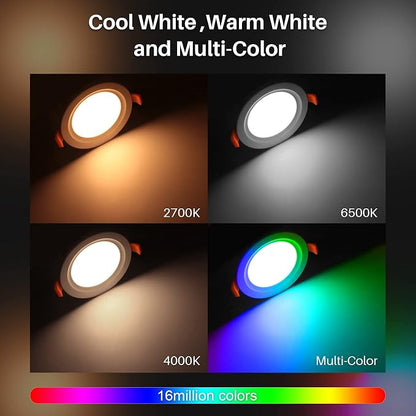 Smart LED Recessed Lighting 6 Inch, IC Rated & ETL Certified Recessed Ceiling Light, RGB & Cool & Warm White Dimmable Color Changing Downlight Work with Alexa/Google, Sync to Music, 1200Lumen,6 Pack | RGBWW Color Changing;Dimmable;Alexa Control,Sync to...