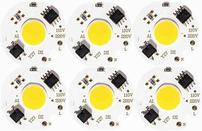 6Pcs/lot LED 3W 5W 7W 10W 12W COB Chip Lamp 220V Smart IC No Need Driver LED Bulb for Flood Light Cold White Warm White(Red,220V_5W)