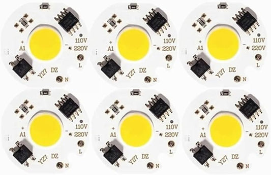 6Pcs/lot LED 3W 5W 7W 10W 12W COB Chip Lamp 220V Smart IC No Need Driver LED Bulb for Flood Light Cold White Warm White(White Light,220V_7W)