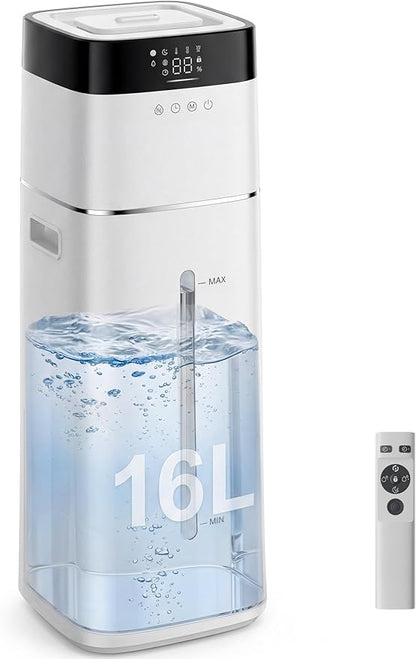 Uthfy 16L/4.2Gal Humidifiers Large Room 1500ft², 100H Runtime Air Humidifiers for Bedroom with 4 Modes, Humidity Setting, Child Lock, 12H Timer, Remote, Top Fill Design