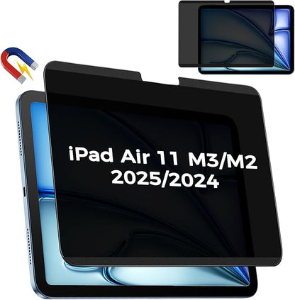 4-Way Magnetic Privacy Screen for iPad Air 11 Inch 2024/2025 (M2/M3, 6th/7th Gen), Removable 360° Private Filter for iPad Air 11, Anti Glare Bubble-Free Easy Install Security Protector, 1 Pack