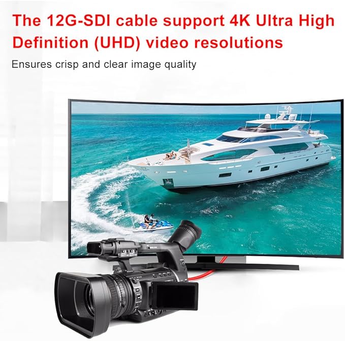XRDS -RF 12G SDI Cable 20FT 3G/6G/12G 75ohm RG6 BNC Cable Supports HD-SDI/3G/6G-SDI/4K for Video Security Camera SDI Converter
