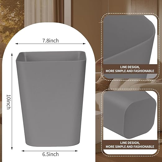 Trash Can - Small Waste basketbin - 1.8 Gallon- for Office,Home,Bathroom,Kitchen - Grey