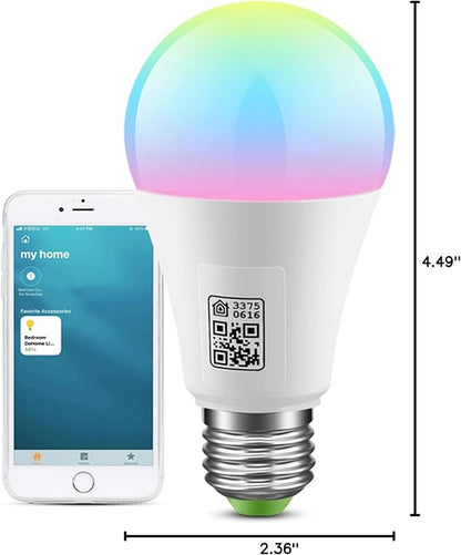 Smart Light Bulbs: WiFi LED Bulb, Works with Apple Homekit, Alexa, Google Home and Siri, E26 LED Smart Bulb, 2700K-6500K Dimmable and Timer Function, 800 Lumens 9W (1-Pack)