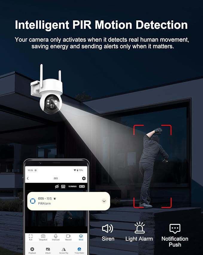 2K Wireless Solar Security Camera Outdoor with Floodlight, 4MP WiFi PTZ Camera for Home Surveillance, Motion Detection, 98FT Night Vision, 5W Solar Panel &Rechargeable battery, Waterproof, 2-Way Audio