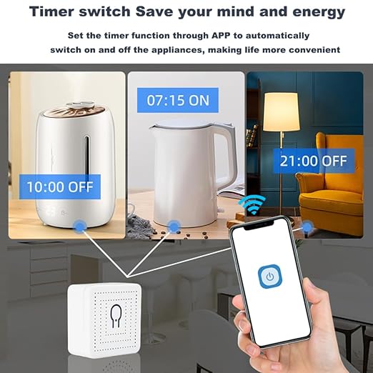 16A Mini WiFi Smart Switch Relay Module – Compatible with Alexa & Google Home, Ewelink APP Remote Control, Voice & Timer Schedule for Light, Fan, No Hub Required