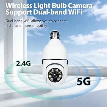 Hawkray Light Bulb Security Camera -5G& 2.4GHz WiFi 2K 3MP Security Cameras Wireless Outdoor Motion Detection and 911 Alarm Monitoring,Open AI Enabled,US Local Cloud, Color Night Vision,
