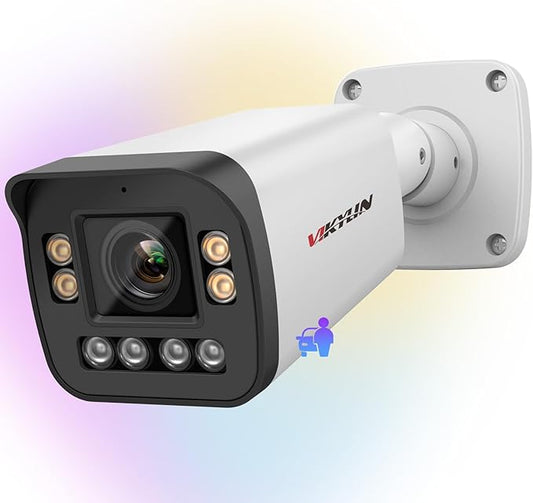 VIKYLILN 5MP Full Color PoE IP Varifocal Bullet Camera Outdoor,5xOptical Zoom IP Camera 2.7~13.5mm Motorized Lens,Smart Dual Light, 2- Way Audio,SD256GB,AI Human/Vehicle Detection