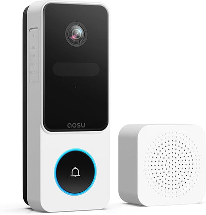 AOSU Outdoor Security Bundle – 6-Cam Wireless Solar Camera Kit with 360° Pan-Tilt + Smart Wireless Video Doorbell with Head-to-Toe View, Package Detection, No Subscription, Works with Alexa & Google A