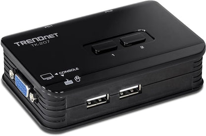 TRENDnet 2-Port USB KVM Switch, TK-207K | Control Two Computers with One Set of Console Controls,2048 x 1536 Resolution,60Hz Refresh Rate,All Required Cabling Included