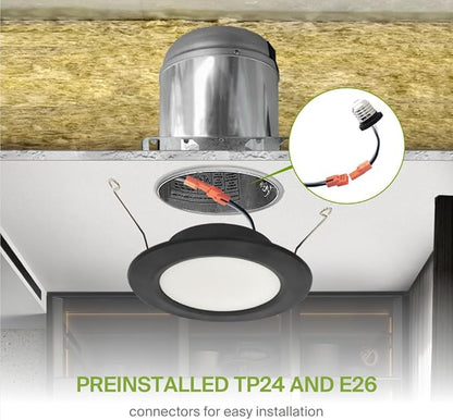 ASD 12 Pack Black Retrofit LED Recessed Lighting 6 Inch - 12W 2700K-5000K 971LM Flat Can Lights for Ceiling 6 Inch, Dimmable Black Recessed Lights, Wet Rated Wafer Lights, ETL