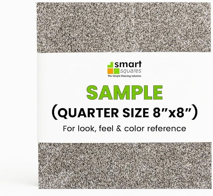Smart Squares Easy Street Premium Made in The USA Carpet Tiles 18x18 Inch, Soft Padded, Seamless Appearance, Peel and Stick for Easy DIY Installation (1970 Millstone, Sample (8” x 8”))