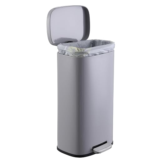 happimess Curtis 8 Gal Step Trash Can Soft Close 25", Gloss Gray