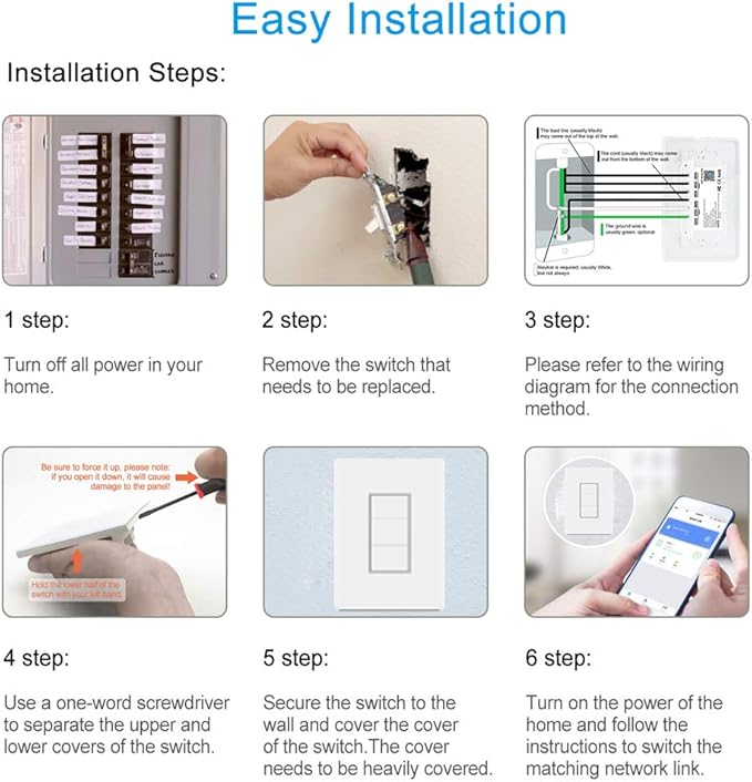 Smart Light Switch, Triple switches WiFi Smart Switch Button, Compatible with Alexa and Google Home, Remote Control with Timing Funtion, No Hub Required,Smart Life APP Provides Control from Anywhere