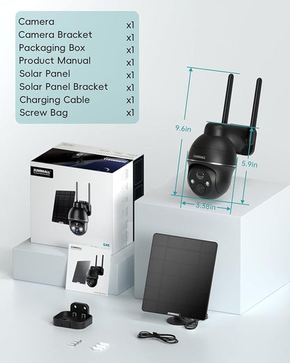 ZUMIMALL 4G LTE Cellular Security Cameras Wireless Outdoor, 2K No WiFi Cameras for Home Security with 360° View, Color Night Vision, 2-Way Talk, AI Detection, Built in SIM Card, Black