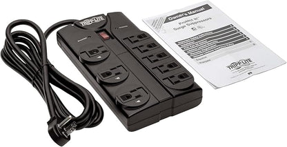 Eaton Tripp Lite Series TLP808B 8 Outlet Surge Protector Power Strip with Flat Plug, 1440 Joule Rating, Black, UL Listed & Certified, 8ft Extension Cord with Multiple Outlets for Home Office