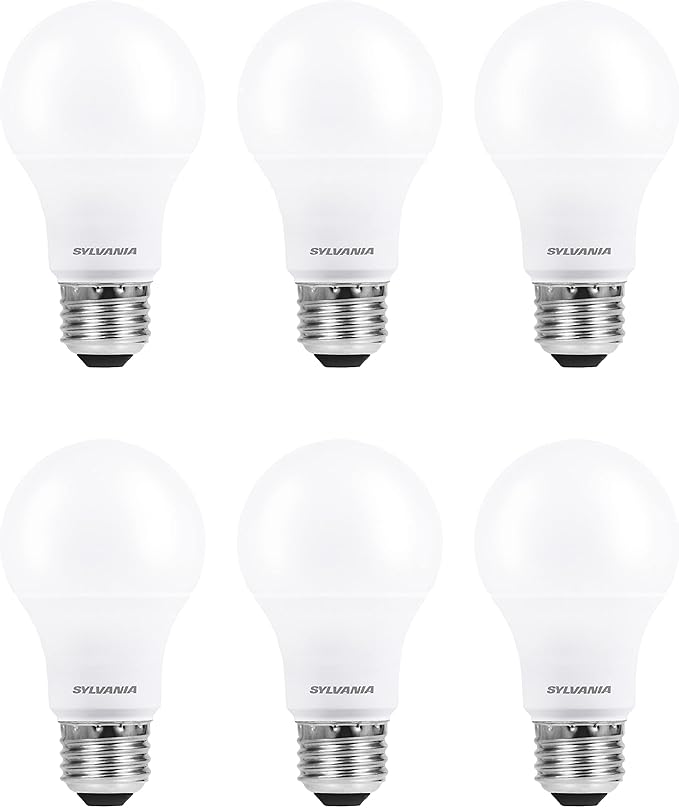 Sylvania ECO LED A19 Light Bulb, 100W Equivalent, Soft White - 6 Pack & LED Light Bulb, 60W Equivalent A19, Efficient 8.5W, Medium Base, Frosted Finish, 800 Lumens, Bright White - 4 Pack