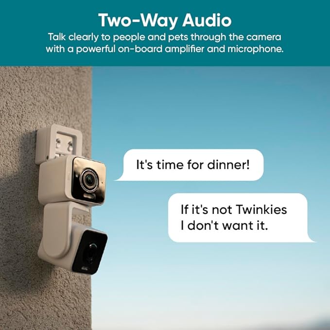 WYZE Duo Cam Pan Indoor/Outdoor IP65 2K 360° Pan/Tilt Smart Home Security Camera with Color Night Vision, Compatible with Alexa & Google Assistant, White (Renewed)
