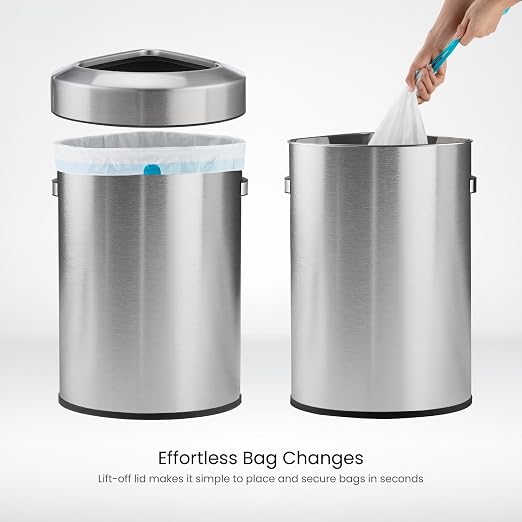 Home Zone Living 16 Gallon Commercial Trash Can with Removable Open Top Lid