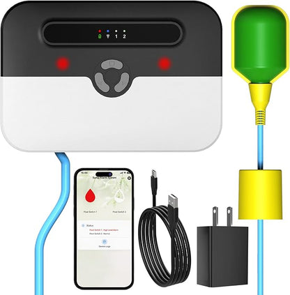 Sump Pump Alarm,Smart WiFi High/Low Water Level Alarm with Backup Battery, Free App Notifications, IP65Waterproof, 110dB Siren & Strobe Light, Ideal for Basement, Septic Tank, Water Tank, Sump Pit