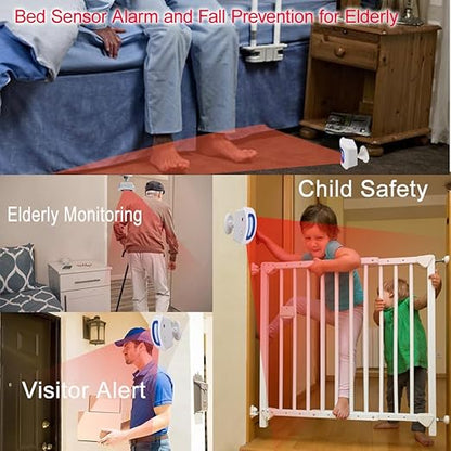 WiFi Smart Bed Sensor Alarm and Fall Prevention for Elderly/Dementia,WiFi Wireless Caregiver Pager Motion Sensor Alarm with App (only Supports 2.4GHz Wi-Fi) (1 WiFi Pager 1 Motion Detector)