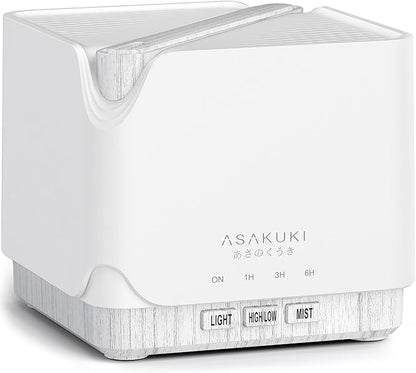 ASAKUKI Essential Oil Diffuser for Home, Large 700 ml Humidifier with Automatic Shut-Off, Quiet Aromatherapy Diffuser with 7 LED Lights for Living Room, Kitchen, Bedroom, Hotel, Gift for Mom - White