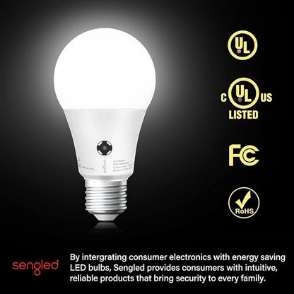 Sengled Dusk to Dawn Light Bulbs Outdoor, 5000K Daylight A19 LED Bulb 75W Watt Equivalent(10.5W), Automatic LED Dusk to Dawn Light Bulbs for Front Porch 6 Pack, Outdoor Indoor, UL Listed,