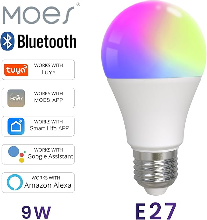Smart LED Light Bulb, 9W, RGB Color Changing, Music Sync, 806LM, Compatible with Alexa & Google Home, App Control，4 Pack